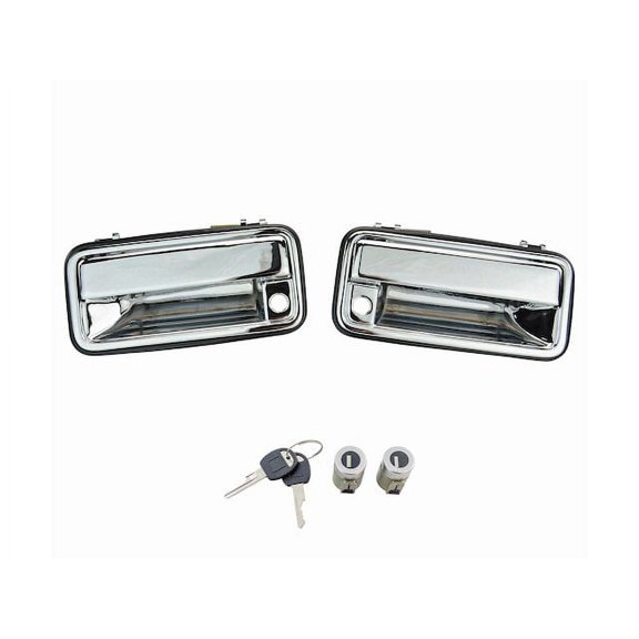 Left and Right Door Handle and Lock Cylinder Kit 6 Piece - Compatible with 1995 - 2000 Chevy C3500 1996 1997 1998 1999