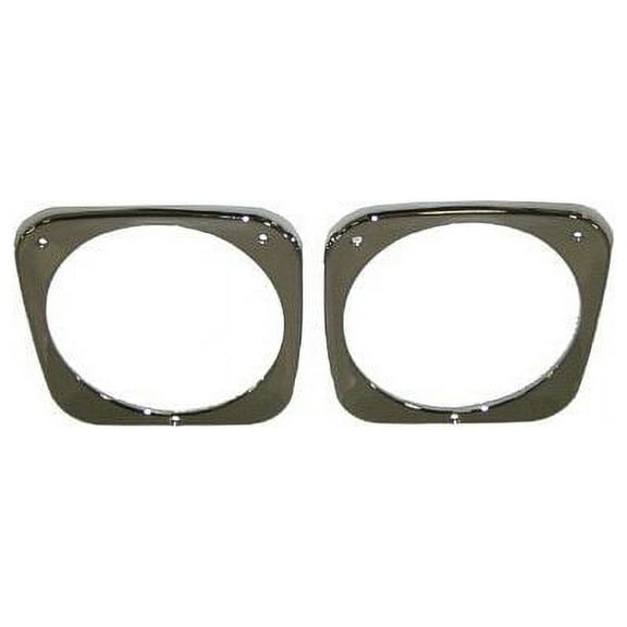 Left and Right Headlight Bezel Set - Chrome Steel - Compatible with 1964 - 1966 Chevy C10 Pickup 1965