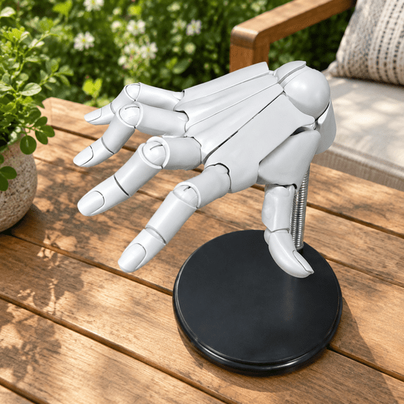 Left hand-grey Adjustable Artist Manikin Hand Model for Drawing Sketching and Decor