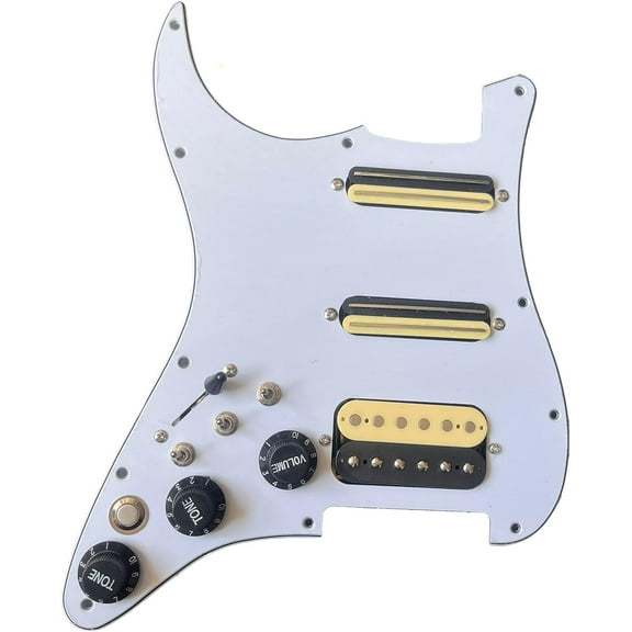 Left-handed SSH Prewired Guitar Strat Pickguard Set,with Silent Switch Kill Switch Humbucker Pickups Loaded Guitar Pickguard Set - 11 Screw Holes Coil Splitting Switch Multi Switch Harnesses