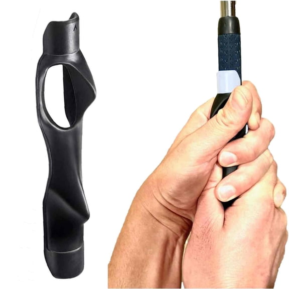 Left or Right Handed Golf Grip Trainer - Golf Swing Aid Club Attachment to Correct Hand Placement (Black)