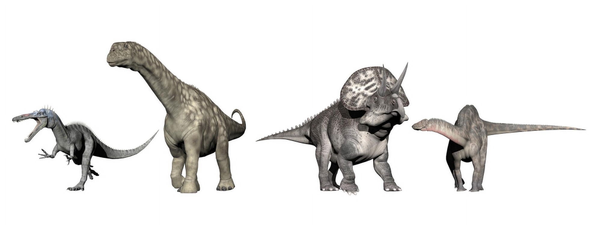Left to Right Suchomimus Argentinosaurus Zuniceratops Dicraeosaurus Canvas Art - Elena DuvernayStocktrek Images (23 x 9)