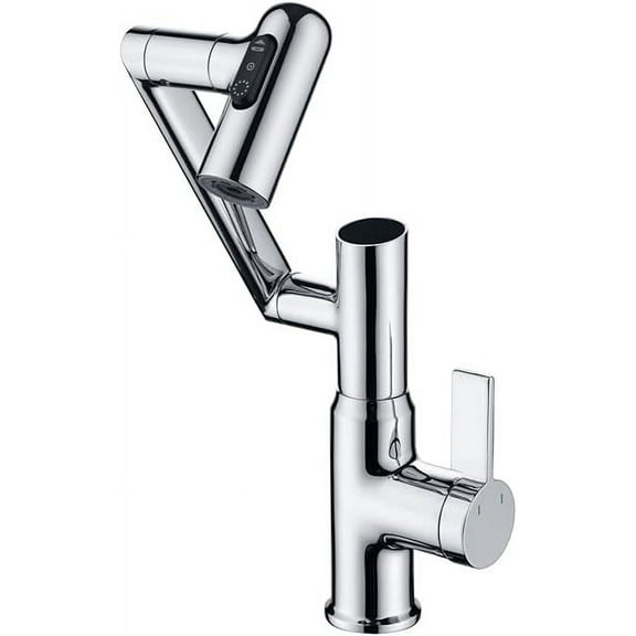 Lefton Rotatable Bathroom Faucet with Temperature Display in Fahrenheit (Batteries-Free), 3 Water Outlet Modes, Chrome, BF2204-1