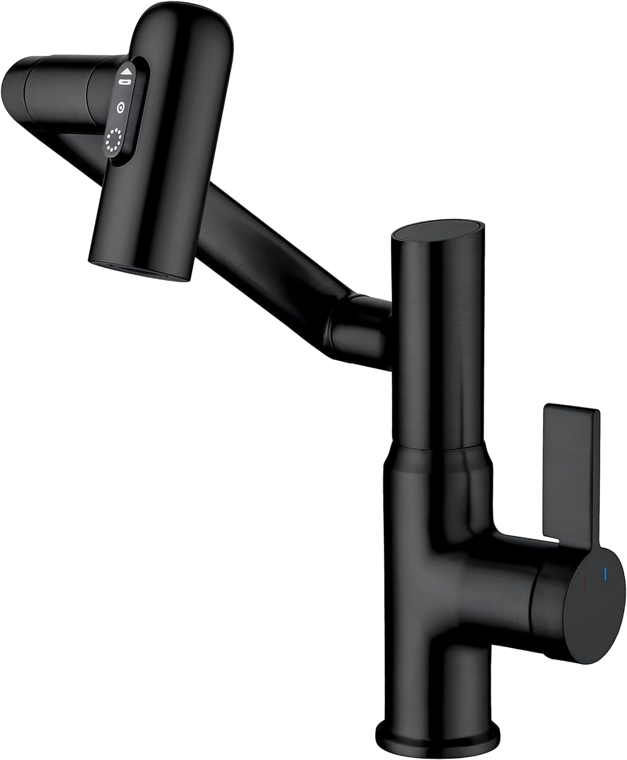Matte Black Rotatable Bathroom Faucet with Temperature Display