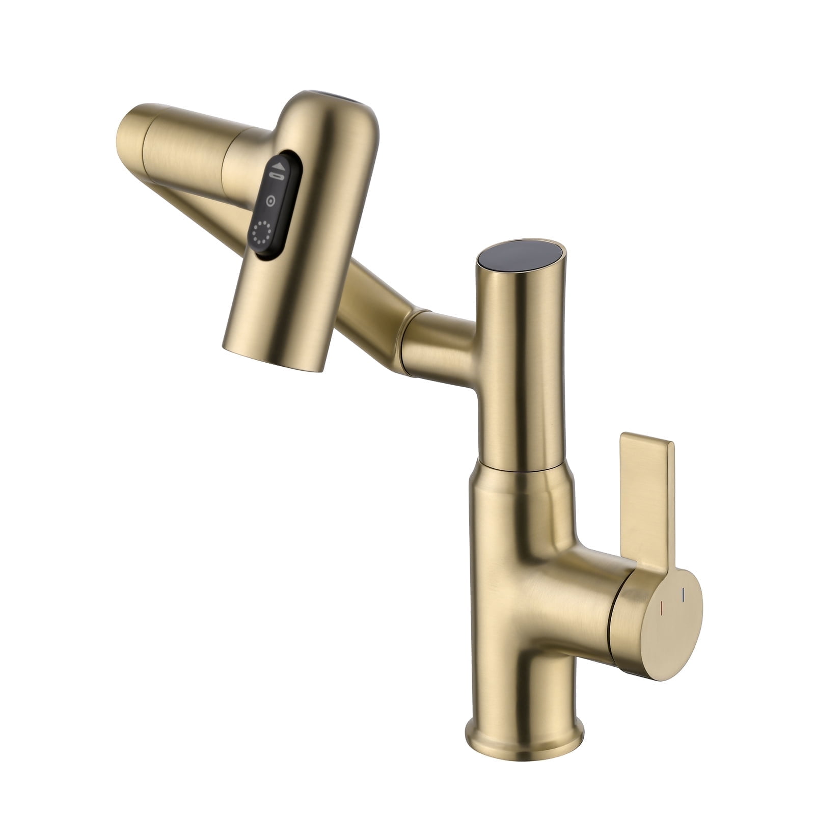 Lefton Rotatable Bathroom Faucet with Temperature Display in Fahrenheit (Batteries-Free), 3 Water Modes, Brushed Gold, BF2204-6