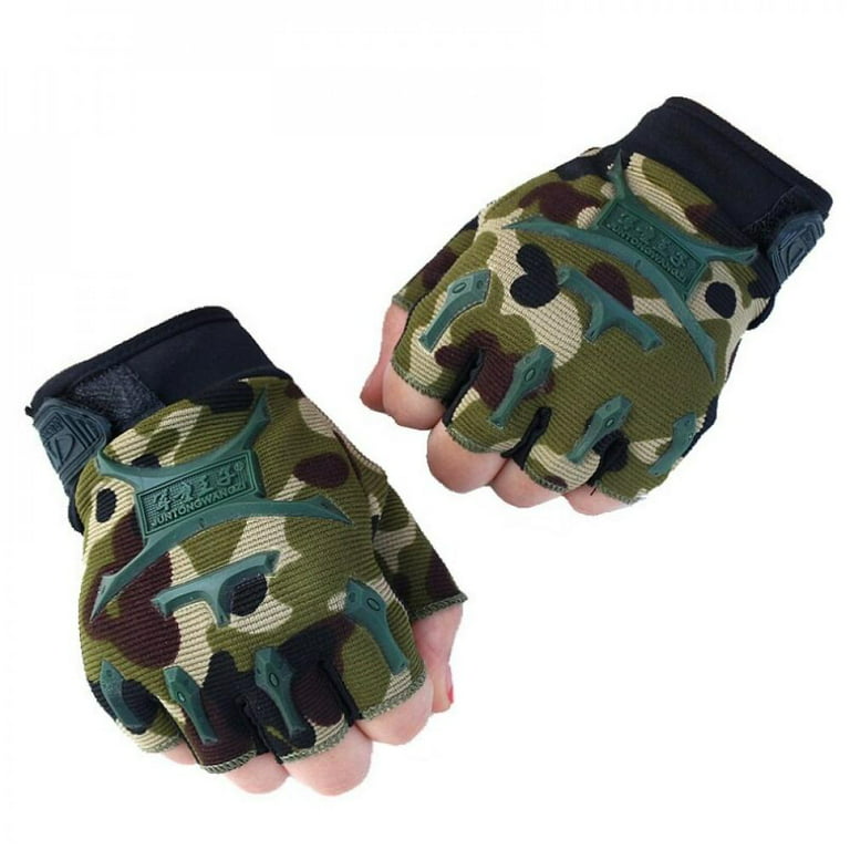 Leftwind 1 Pair Cycling Gloves for Kids Boy Breathable Half Finger Gloves  Outdoor Sports Riding Climbing Non-slip Training Glove Camouflage