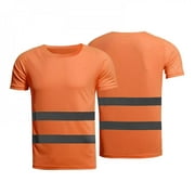Leftwind 1pcs Reflective Safety T-Shirt Short Sleeve High Visibility Tees Tops Safe Gear for Construction Site Orange XL