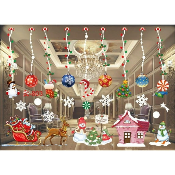 Leftwind Christmas Elements, New Christmas Decorations, Color Christmas Window Stickers, Window Dressing, Seamless Window Stickers-Color