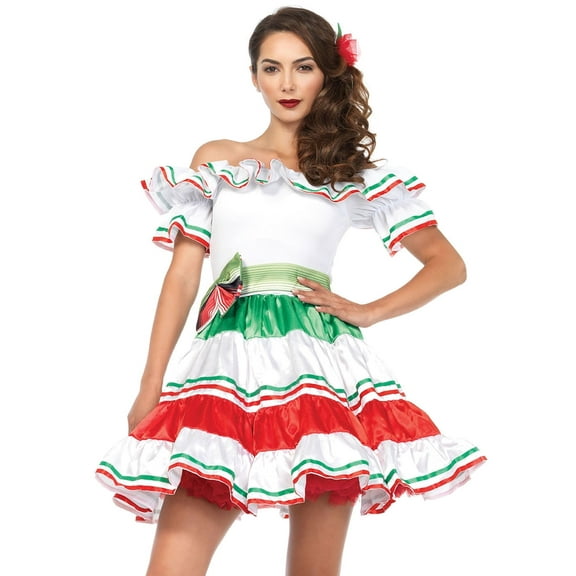 Leg Avenue 2PC. Sultry Senorita, off the shoulder dress and matching belt MED/LGE MULTICOLOR