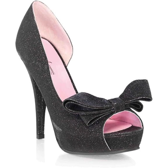 Leg Avenue 5" Black Diva Glitter Pump W/ Bow 5031-B Black