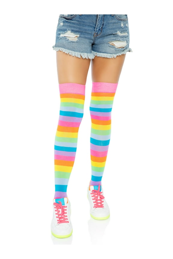 Acrylic Neon Rainbow Thigh Highs 6600