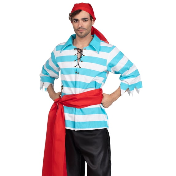 Leg Avenue Adult Mens Sea Pillaging Pirate Striped Costume Medium Large 34-38