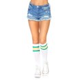thumbnail image 1 of Leg Avenue Athletic striped knee highs. Whte/Grn/Y Color, 1 of 3