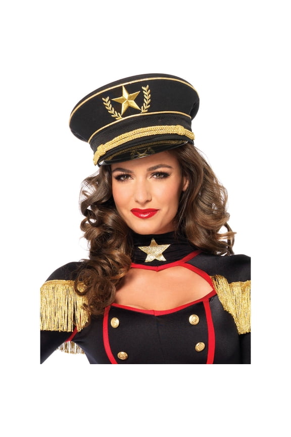 Black Military Hat Halloween Costume Accessory