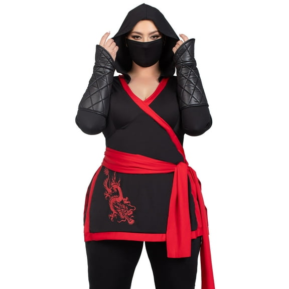 Leg Avenue Black Ninja Assassin Women's Halloween Fancy-Dress Costume for Adult, Plus Size