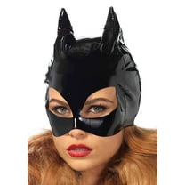 Leg Avenue Black Vinyl Cat Mask, O/S, Black