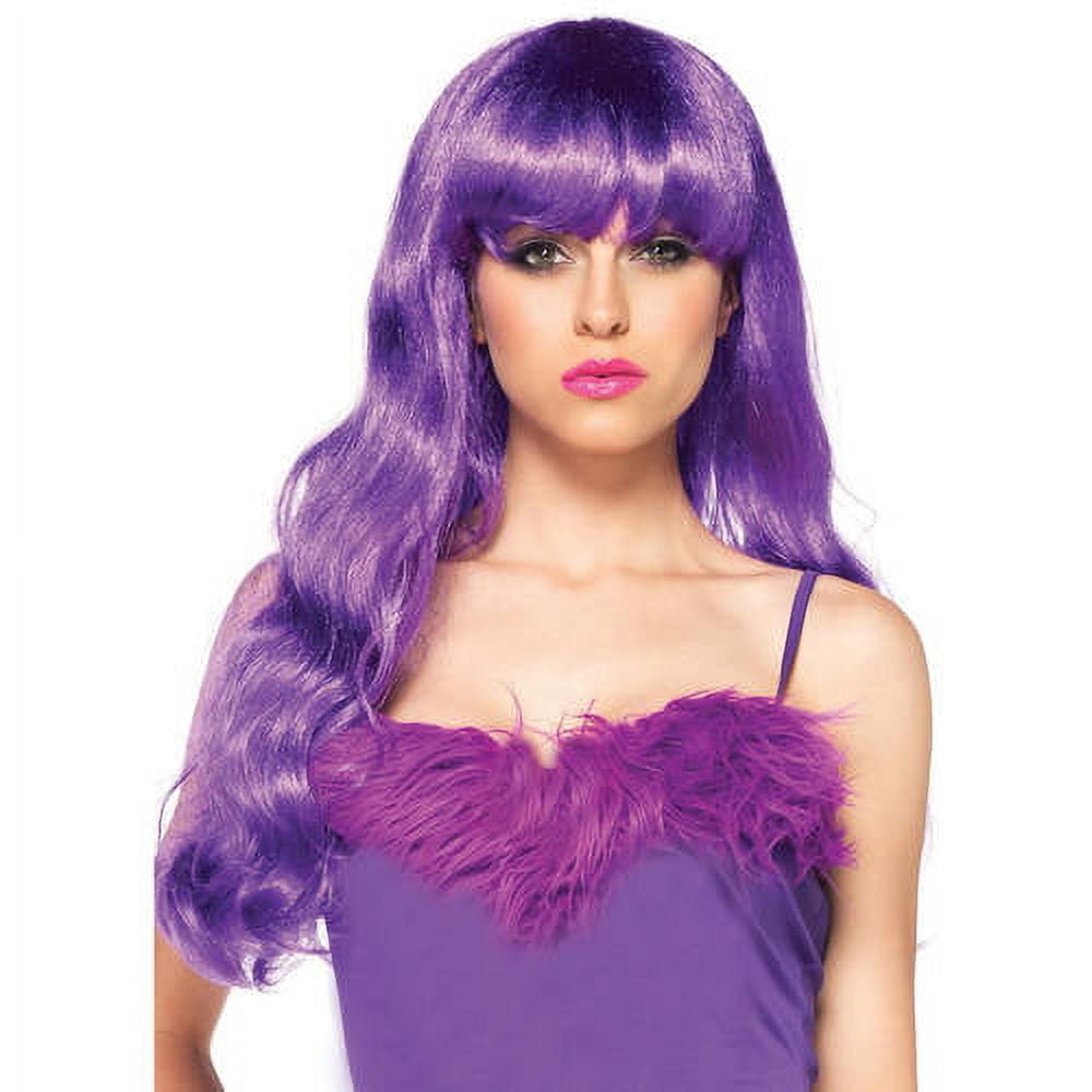 Leg Avenue Colorful Bright Long Wavy Wig O S Neon Purple Walmart