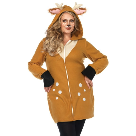 Leg Avenue Cozy Fawn Costume for Women with Fuzzy Ear Hood, Plus Size 22-24