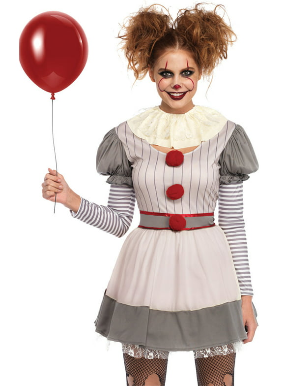 Leg Avenue Creepy Clown Women's Halloween Fancy-Dress Costume for Adult, M-L