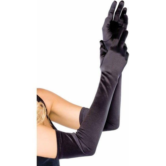 Leg Avenue Extra Long Satin Gloves, O/S, Black