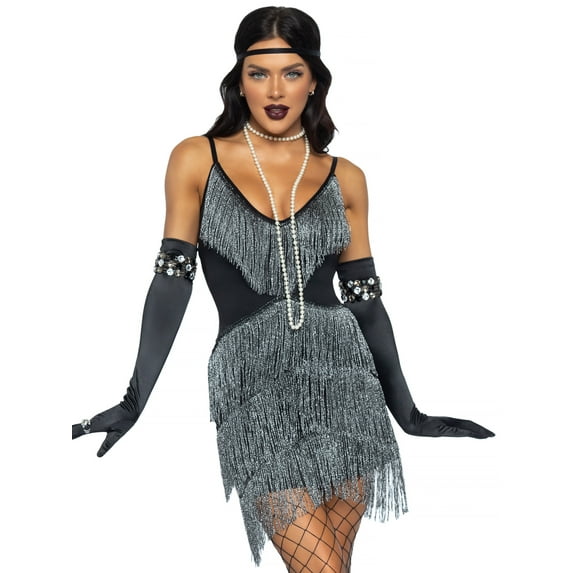 Leg Avenue Flapper Fringe Women's Halloween Fancy-Dress Costume with Headband for Adult, L