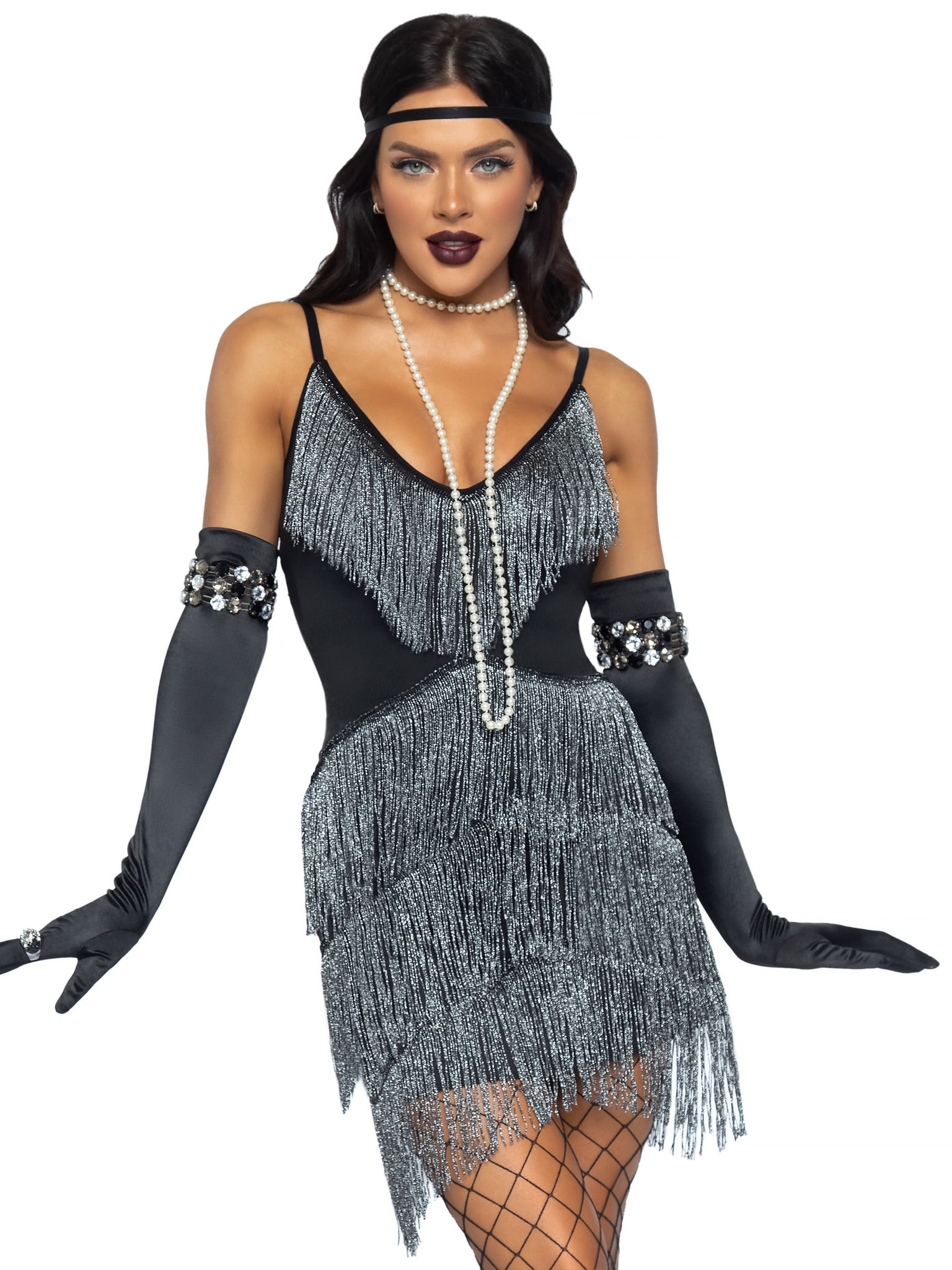 Leg Avenue Flapper Fringe Women's Halloween Fancy-Dress Costume with Headband for Adult, M