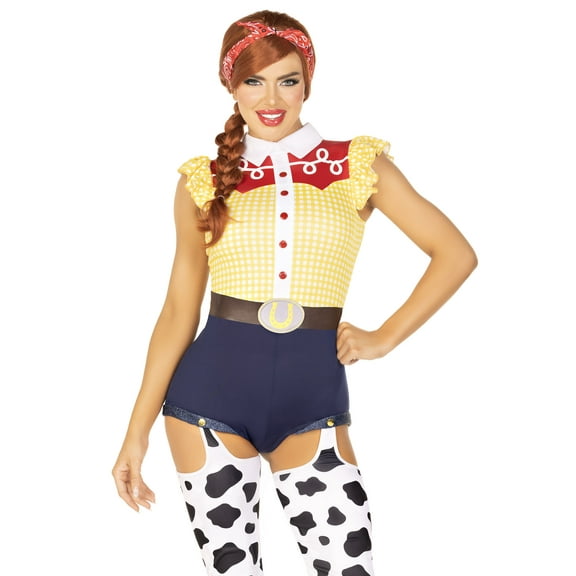 Leg Avenue Giddy Up Cowgirl Jessie Women's Halloween Fancy-Dress Costume for Adult, L