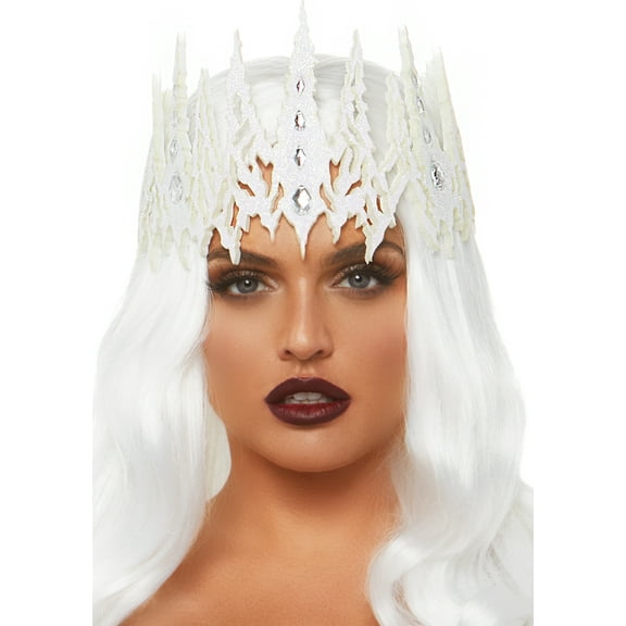 Leg Avenue Glitter die cut jeweled crown. White Color
