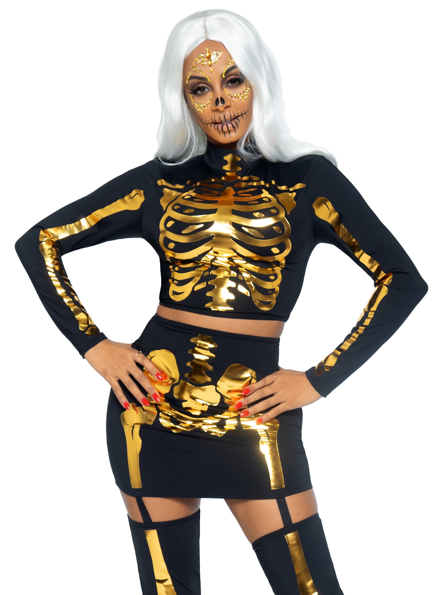 gold skeleton dress Gold Skeleton Halloween Costume, Skeleton Bodysuit For Women, Full-Body Skeleton Halloween Costume, Gold Skeleton One-Piece Bodysuit For Halloween,
