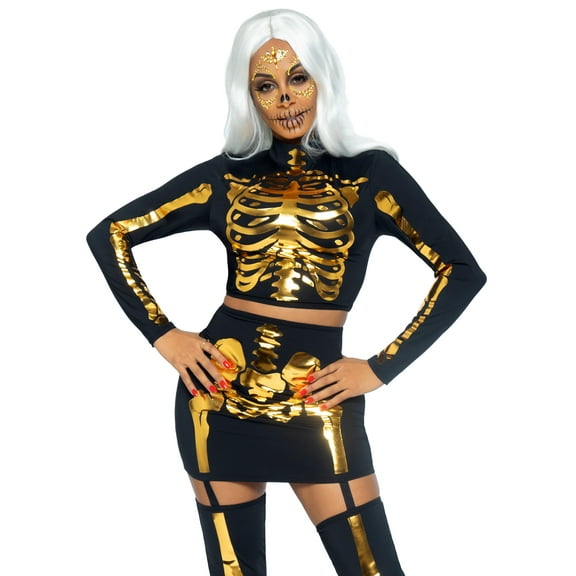 Leg Avenue Golden Skeleton Women's Fancy-Dress Costume for Adult, S