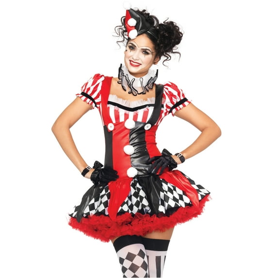 Leg Avenue Harlequin Clown Women's Halloween Fancy-Dress Costume for Adult, L