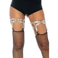 thumbnail image 1 of Leg Avenue Iridescent Thigh High Garter Suspender with Heart, O/S, Silver, 1 of 3