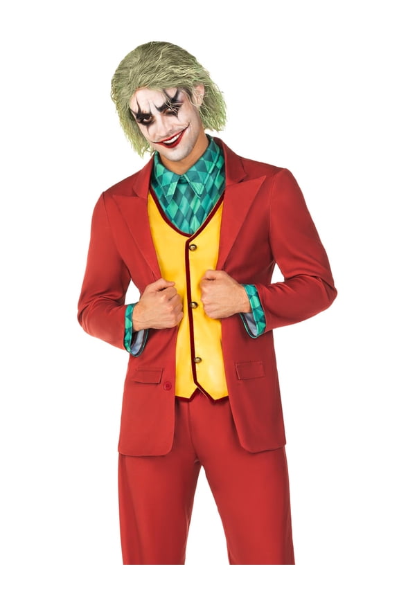 Men's Deviant Clown Halloween Costume, Red, Small