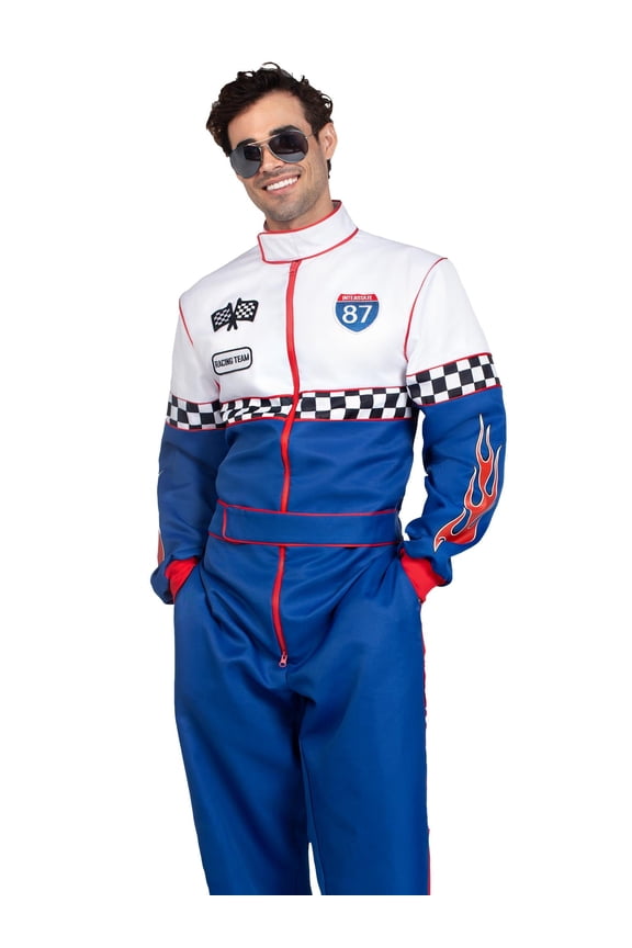 Men's Speedway Racer Halloween Costume, Blue/White, Small