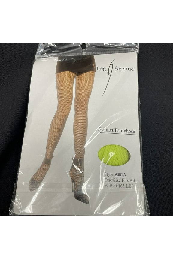 Neon Yellow Fishnet Stockings One size 90165lbs By Leg Avenue