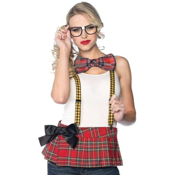 Leg Avenue Nerd Costume Accessory Kit, with Suspenders Bow Tie and Glasses (3 pieces)
