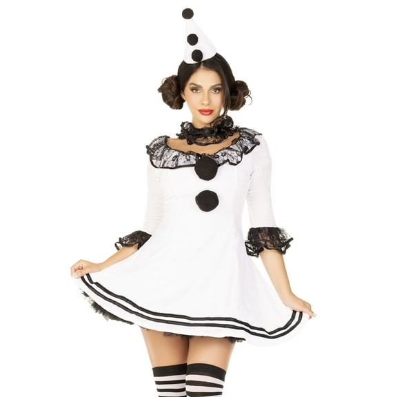Leg Avenue Pierrot Clown Women's Halloween Fancy-Dress Costume for Adult, S-M