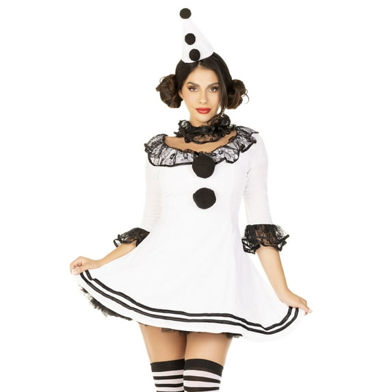 Leg Avenue Pierrot Clown Women's Halloween Fancy-Dress Costume for Adult, S-M