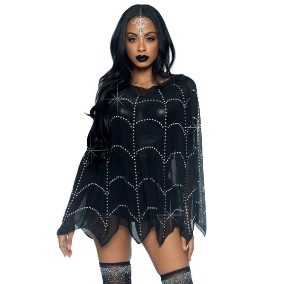 Leg Avenue Rhinestone Spiderweb Poncho Women's Fancy-Dress Costume for Adult, One Size