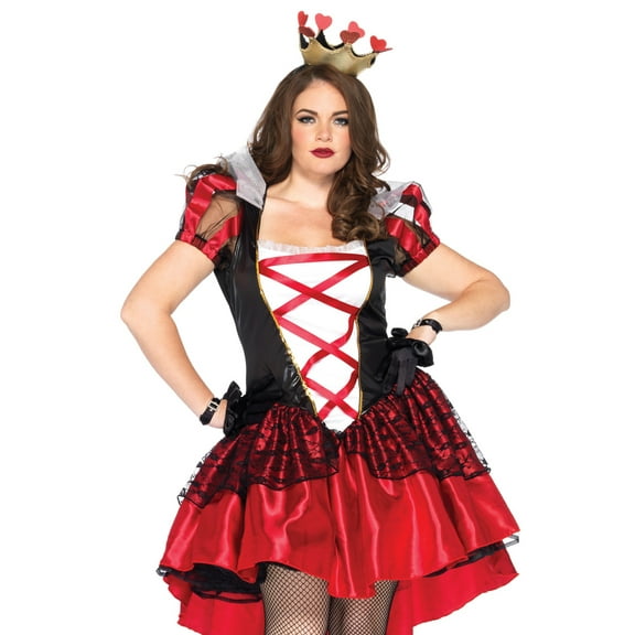 Leg Avenue Royal Heart Queen Halloween Fancy-Dress Costume for Adult, Red, 1X-2X