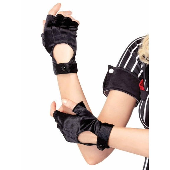 Leg Avenue Fingerless Motorcycle Gloves, O/S, Black