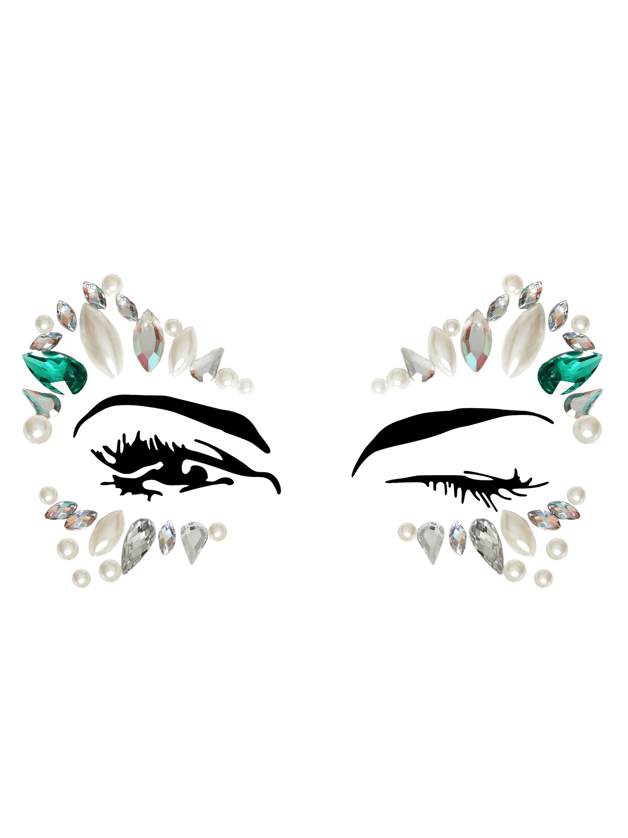 Bijoux Adhésifs Pour Le Visage Poison – Strass Autocollants, Taille Unique, Vert