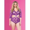 thumbnail image 1 of Leg Avenue Sexy Plus Size Cut Out Floral Lace Teddy, Plus Size, Fuchsia, 1 of 5