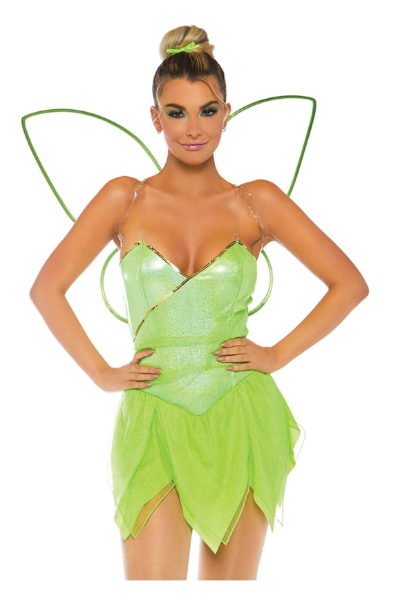 Sexy Pretty Pixie Bodysuit Women's Fancy-Dress Costume with Petal Skirt including Fairy Wings for Adult, XS