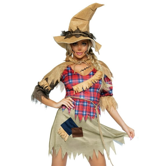 Leg Avenue Sinister Scarecrow Costume for Women with Patchwork Dress, Adult Size M