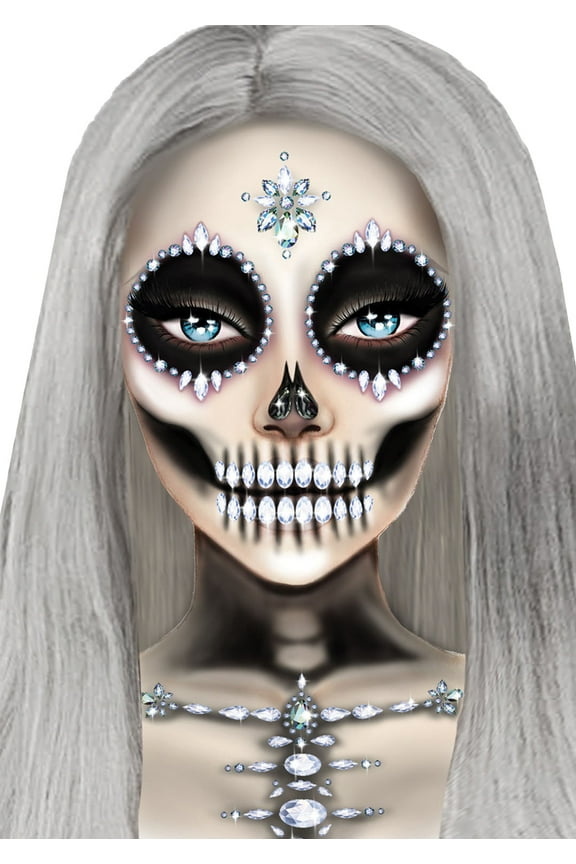 Skeleton Adhesive Face Halloween Costume Accessory