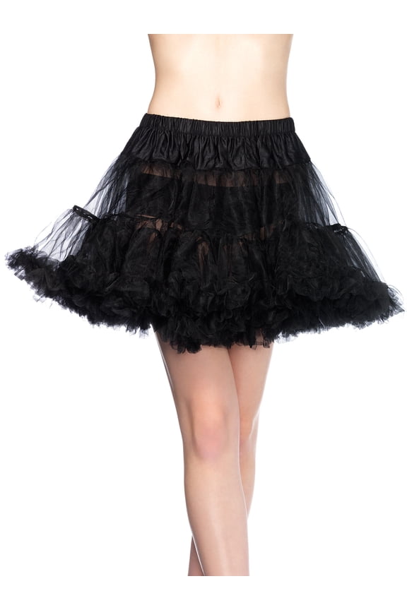 Slips Layered Tulle, Black, 1X-2X