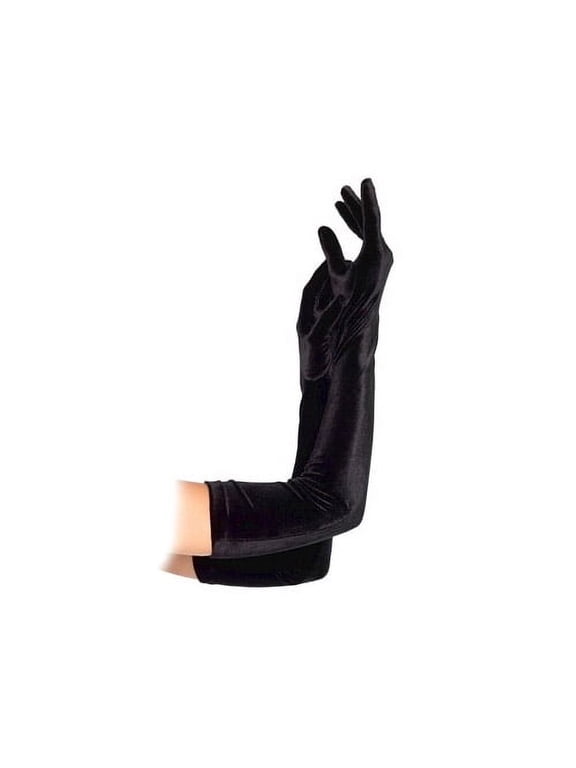 Stretch Velvet Opera Gloves, O/S, Black