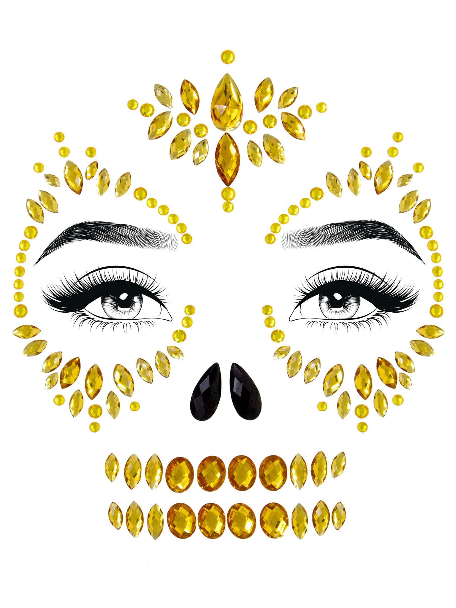 Leg Avenue Sugar Skull Adhesive Face Jewels Body Art for Face, [Model 12345]