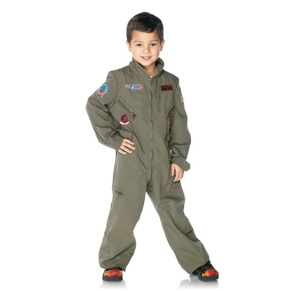 Leg Avenue Top Gun Flight Suit Fancy-Dress Costume for Boys with Patches for Children, Small 4-6